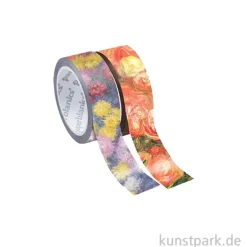 PAPERBLANKS Washi Tape Set, 2 x 10m - Monets Chrysanthemen & Renoir