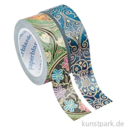 PAPERBLANKS Washi Tape Set - 2 x 10m - Azurblau & Blühende Poesie