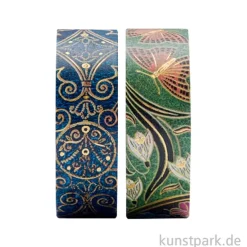PAPERBLANKS Washi Tape Set - 2 x 10m - Azurblau & Blühende Poesie