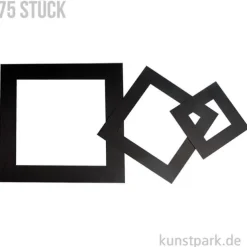 Passepartout-Rahmen - Schwarz, Quadratisch 0,4 mm, 270 g, 75 Stück sortiert