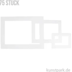 Passepartout-Rahmen - Weiß, 0,4 mm, 270 g, 75 Stück sortiert