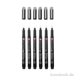 Sakura PIGMA Micron Set - 6 Fineliner + Filzetui, Black Edition