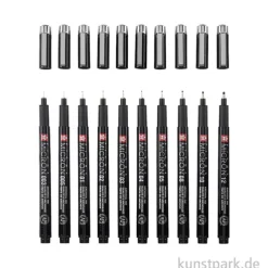 Sakura PIGMA Micron Set - 10 Fineliner + Filzetui, Black Edition