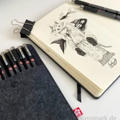 Sakura PIGMA Micron Set - 10 Fineliner + Filzetui, Black Edition
