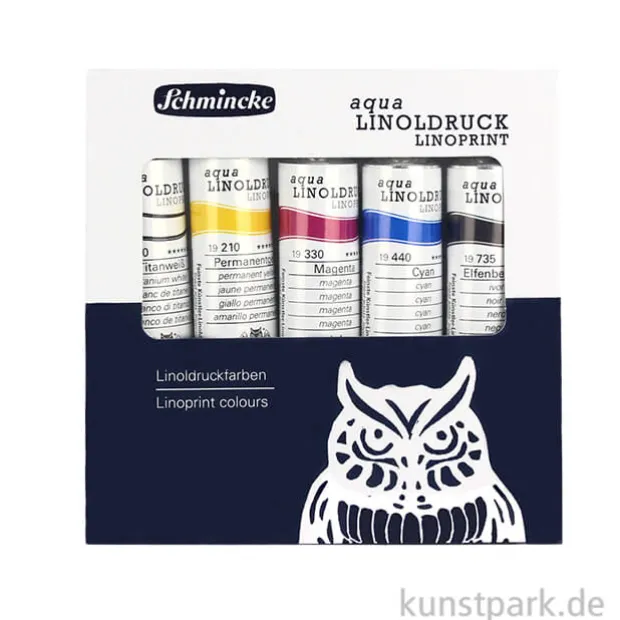 Schmincke AQUA Linoldruck Kartonset Grundfarben 5 x 20 ml