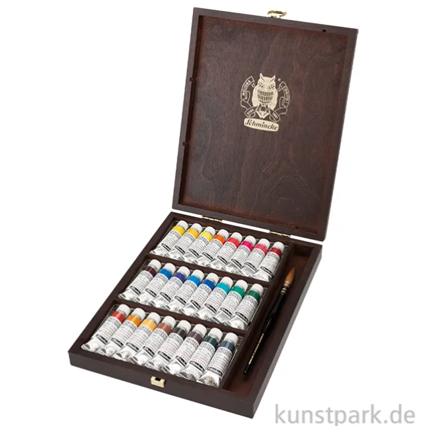Schmincke HORADAM Aquarellkasten, Holz, 24 x 15 ml Tuben + Pinsel