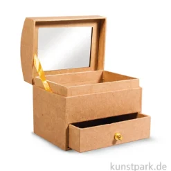 Schmuckkästchen aus Pappmaché mit Spiegel, 10,3x7,7x9,2 cm