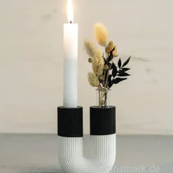 Silikon Gießform - Vase U-Form geriffelt, 8,5 x 3,8 x 10 cm