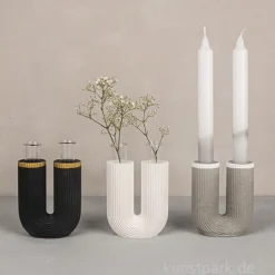 Silikon Gießform - Vase U-Form geriffelt, 8,5 x 3,8 x 10 cm