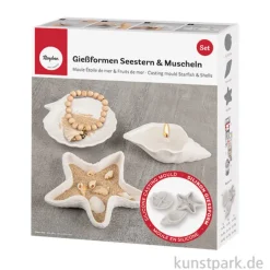 Silikon Gießformen Set - Seestern + Muscheln, Dekoschalen, 3-teilig