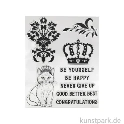 Stamperia Acrylic Stamps - Alterego Crown and Cat, 14 x 18 cm