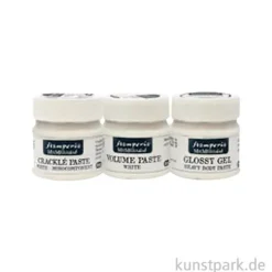 Stamperia Mixed Media Paste Set - Volume, Glossy, Crackle, je 50 ml
