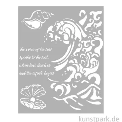 Stamperia Schablone - Silent Sea Wave and Shell, 20 x 25 cm