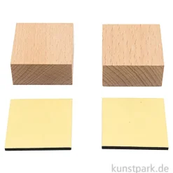 Stempelblock, Holz, Quadratisch, 4 x 4 x 2 cm, 2 Stück