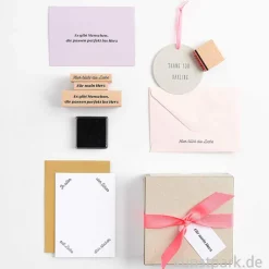 Stempelset - La Vie en Rose, Poesiealbum, 19 Stempel + Stempelkissen