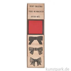 Stempelset - Schleifen mit 6 Holzstempeln + Stempelkissen