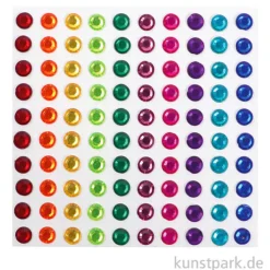 Strasssteine selbstklebend, Leuchtende Farben, 5 mm, 100 Stück