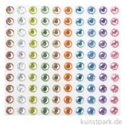 Strasssteine selbstklebend, Pastellfarben, 5 mm, 100 Stück