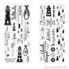 Transferfolie Fische, Boote, Leuchtturm, verschiedene Designs, 2 Bogen