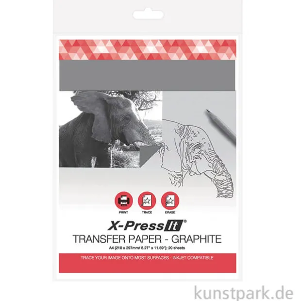 transotype X-Press It Transferpapier Graphit, bedruckbar, 20 Blatt, A4