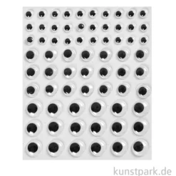 Wackelaugen, Selbstklebend, 8 - 14 mm Durchmesser, 69 Stück