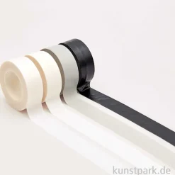Washi Tape Set - Schwarz & Weiß, 4 Stück, je 10m