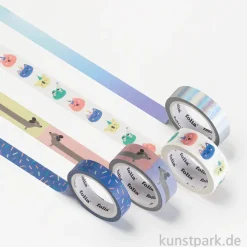 Washi-Tape Set - PARTY ANIMALS, Hotfoil, 4 Rollen, je 5 m