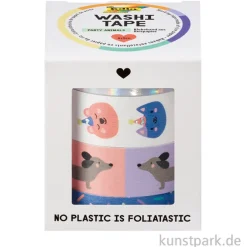 Washi-Tape Set - PARTY ANIMALS, Hotfoil, 4 Rollen, je 5 m