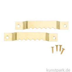 Zackenaufhänger 2 Stück mit 4 Schrauben 66mm gold
